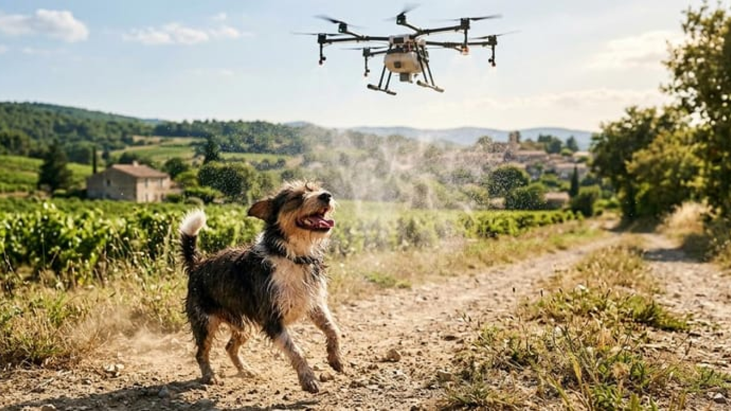 Un drone conçu pour des panneaux solaires croise un chien errant : l'appareil s'arrête net
