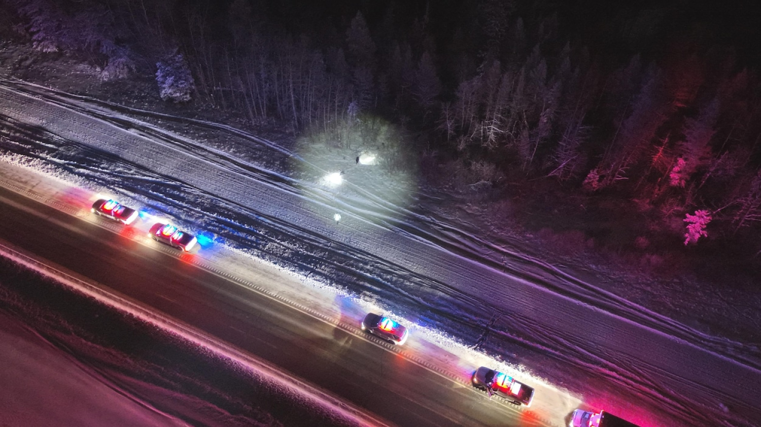 Deux personnes pourchassées en pleine nuit dans une forêt par un homme armé