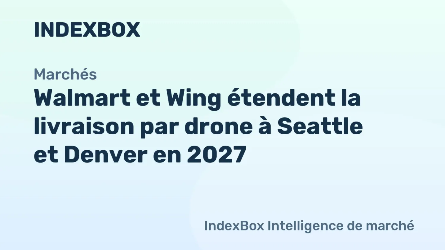 Walmart et Wing étendent la livraison par drone à Seattle et Denver en 2027
